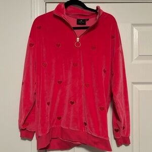 Lazy Oaf Pink Velour Heart Fleece